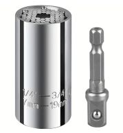 3/8" Sq Dr Universal Socket 7-19mm – Self-Adjusting Magic Grip for Hex Bolts, Nuts & Fasteners | Chrome Vanadium Steel, 54 Spring Pins | Drill/Ratchet Compatible, UAE Auto Workshop Tool